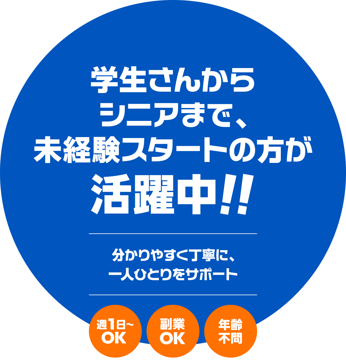 学生さんからシニアまで、未経験スタートの方が活躍中！！